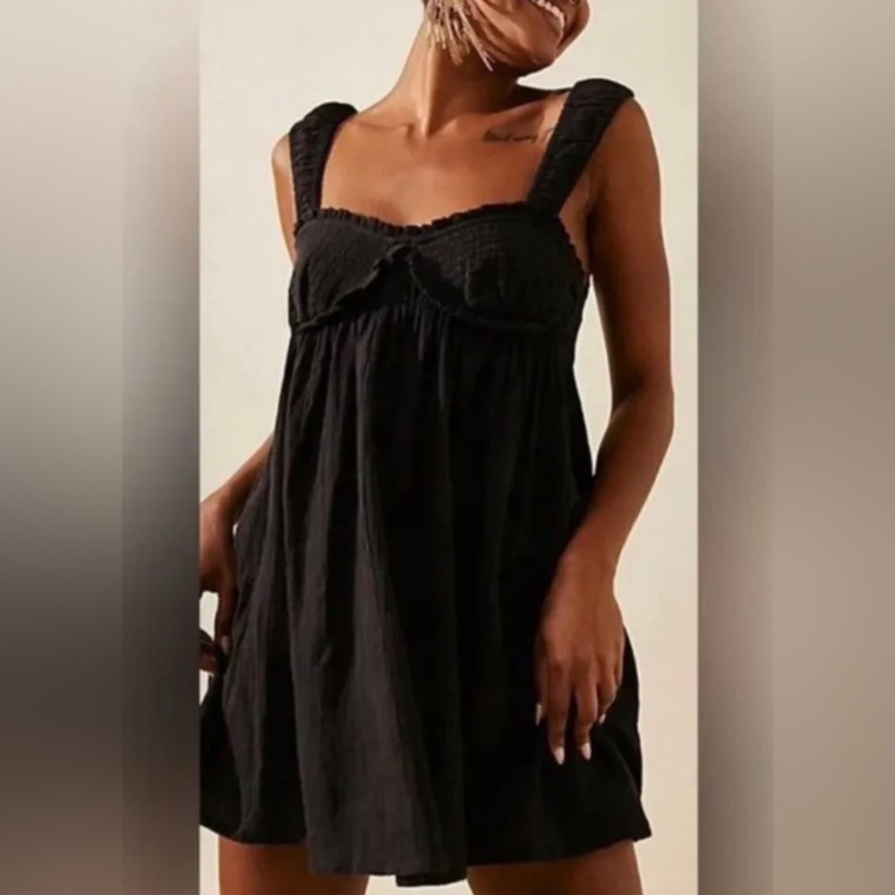Free People Blissful Breeze Mini Dress Black